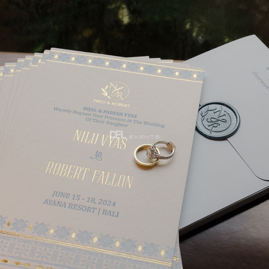Wedding invitation suite for a Bali destination wedding