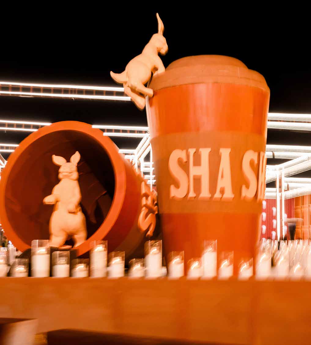 Playful neon signage and decor at a sangeet night